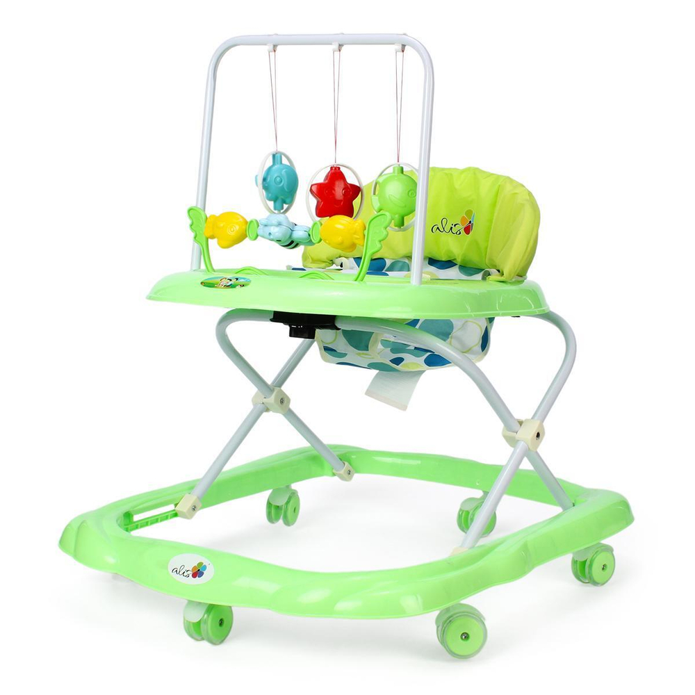 Ходунки "BUGGY C", зеленый, 6 силик. колес, муз. (Alis)