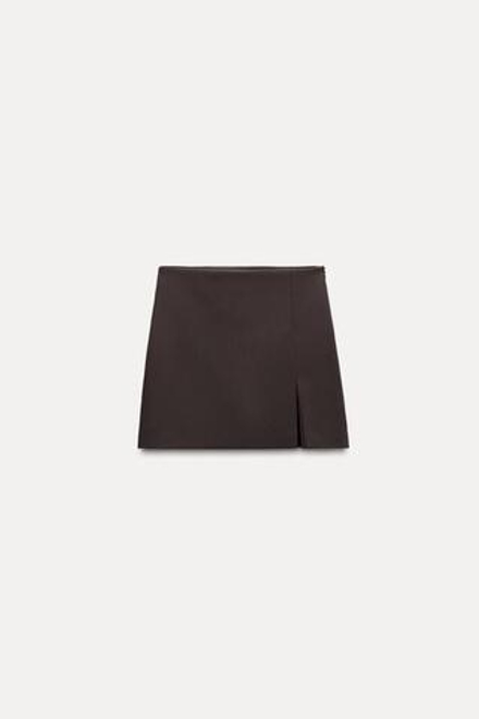 ZARA ЮБКА-ШОРТЫ С РАЗРЕЗОМ, КОРИЧНЕВЫЙ