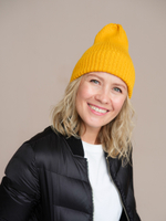 Шапка вязаная-резинка весенняя/осенняя КЭП(Горчица)