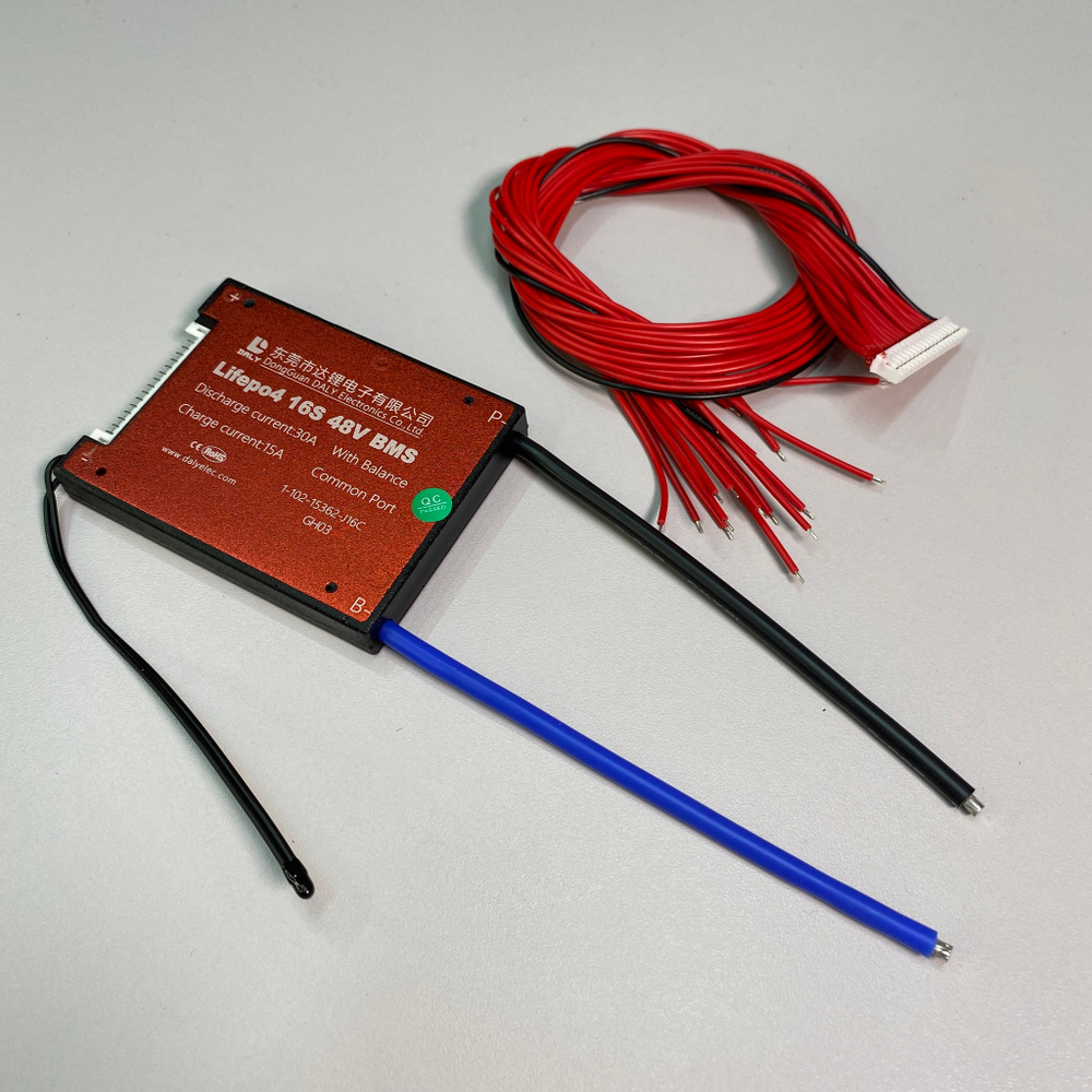 Плата LiFePo4 БМС daly 16s48v 30A с термодатчиком и балансировкой