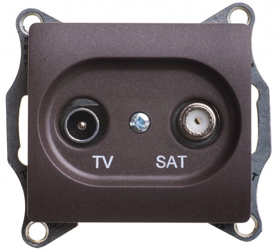 Розетка телевизионная проходная TV/SAT Glossa 4дБ механизм шоколад SchE GSL000898
