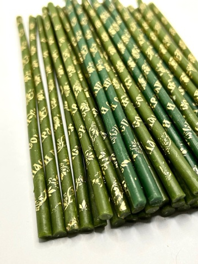 Свеча цветная ручное золочение «Зелёный»