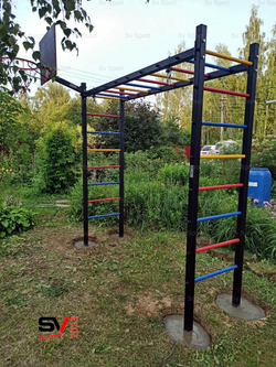 Монтаж уличной шведской стенки Sv Sport Рукоход (4 вертикальных столба)