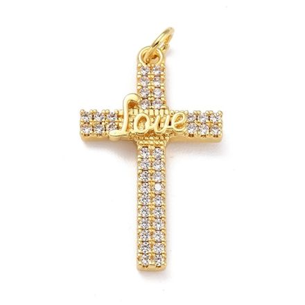 Подвеска Крест 26,5мм, со стразами