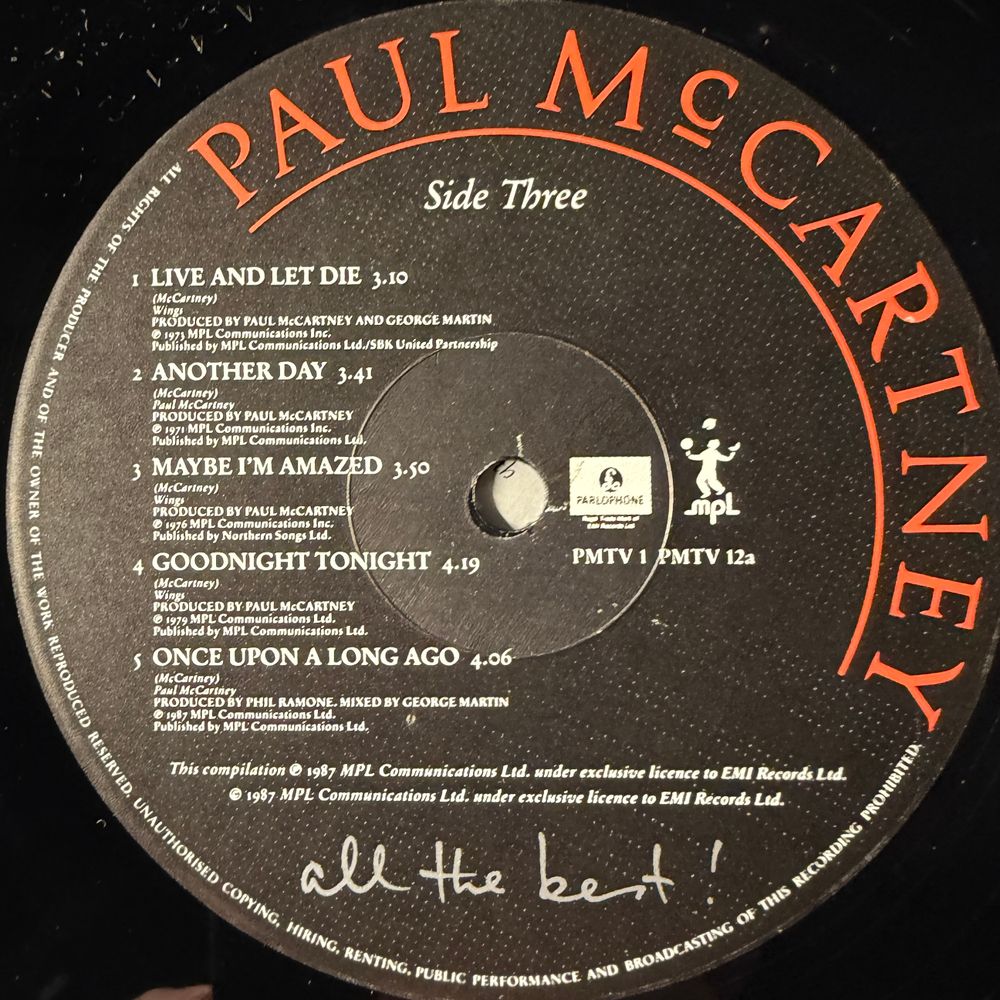 Paul McCartney ‎– All The Best 2LP (Англия 1987г.) Т