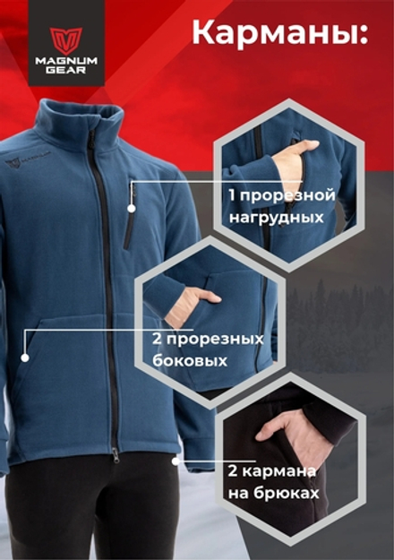 Костюм МАГНУМ флисовый BAIKAL синий/черный