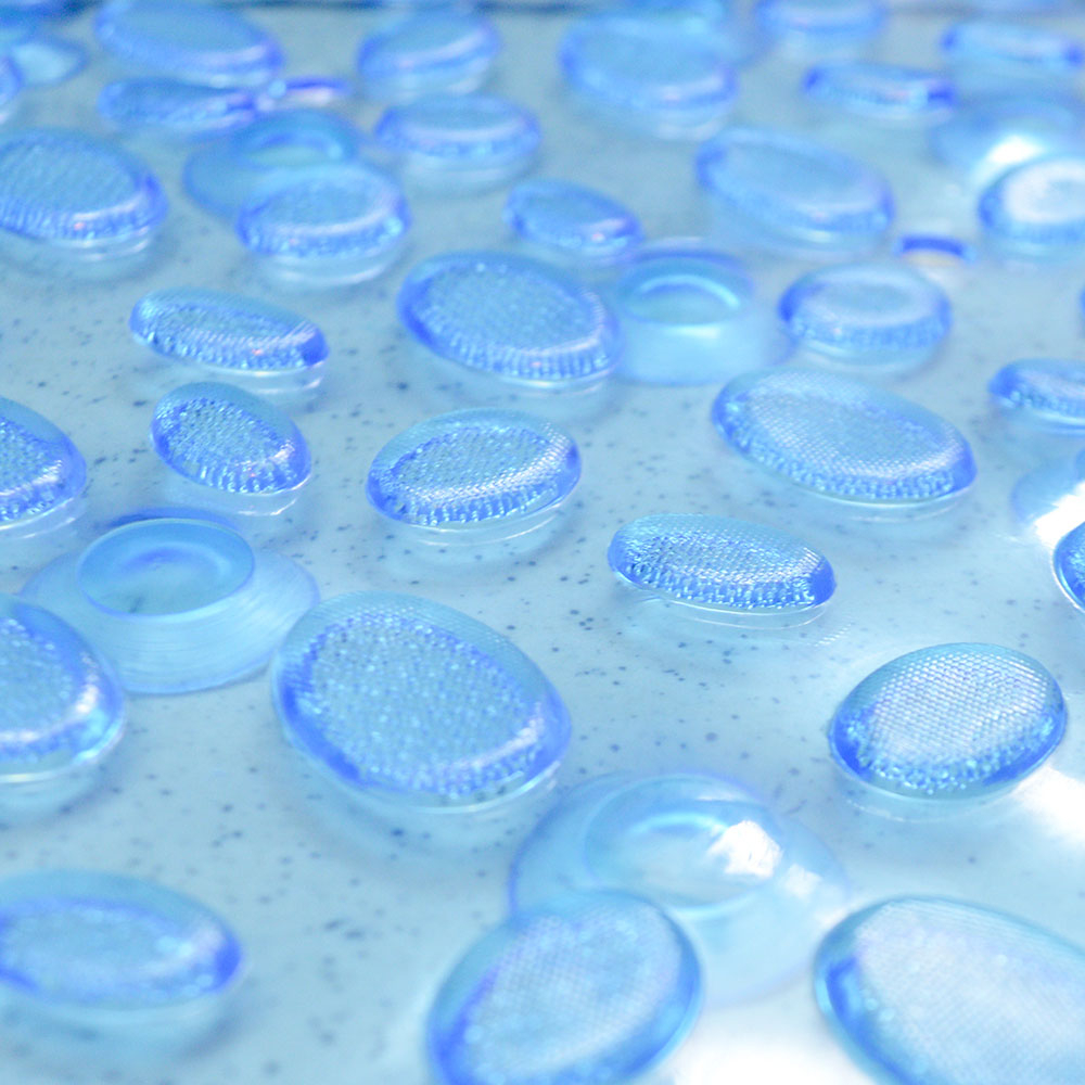 Коврик для ванной 69*40см "Камешки" противоскользящий овальный ПВХ, прозрачно-голубой