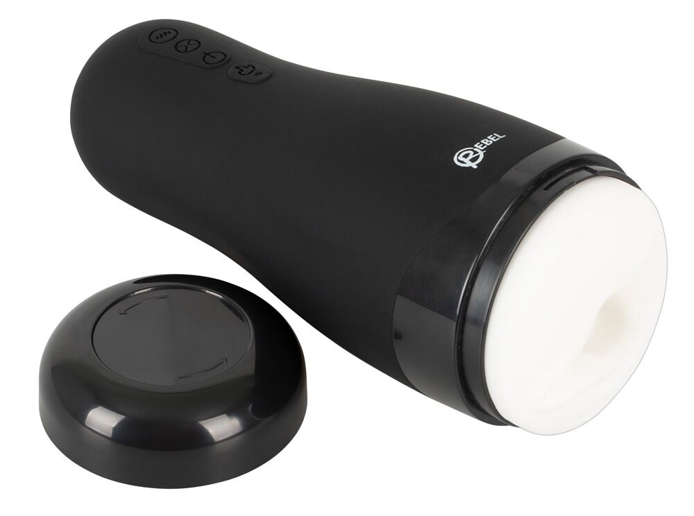 Черный вибромастурбатор с подогревом Masturbator with 3 Functions (Цвет: черный с белым)