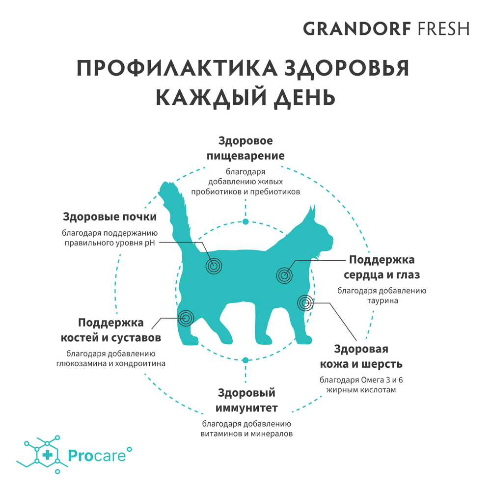 Сухой корм GRANDORF FRESH для кошек крупных пород Свежее мясо ягненка с бататом