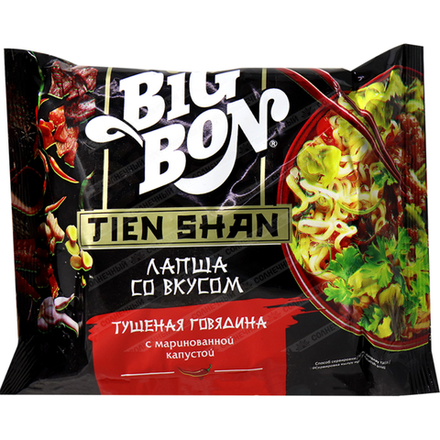 Лапша Big Bon Тушеная говядина с маринованной капустой 85 гр