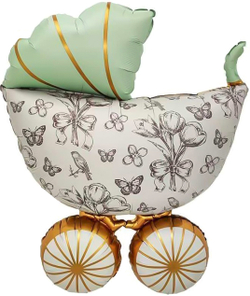 Фигура "Коляска ретро" сатин салатовая