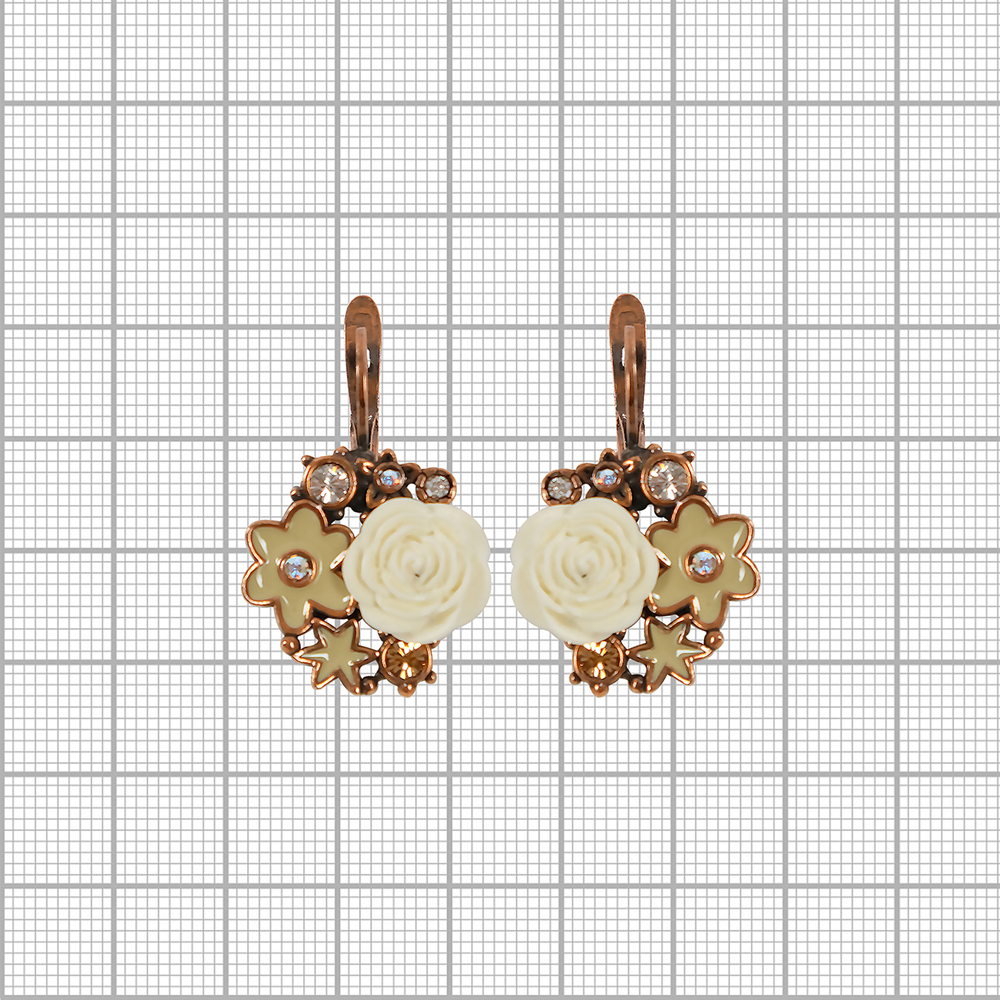 "Пальмье" серьги в медном покрытии из коллекции "Бурунди" от Jenavi c английским замком