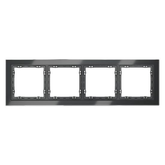 Рамка стеклянная VOLTUM S70 на 4 поста, (графит, стекло)