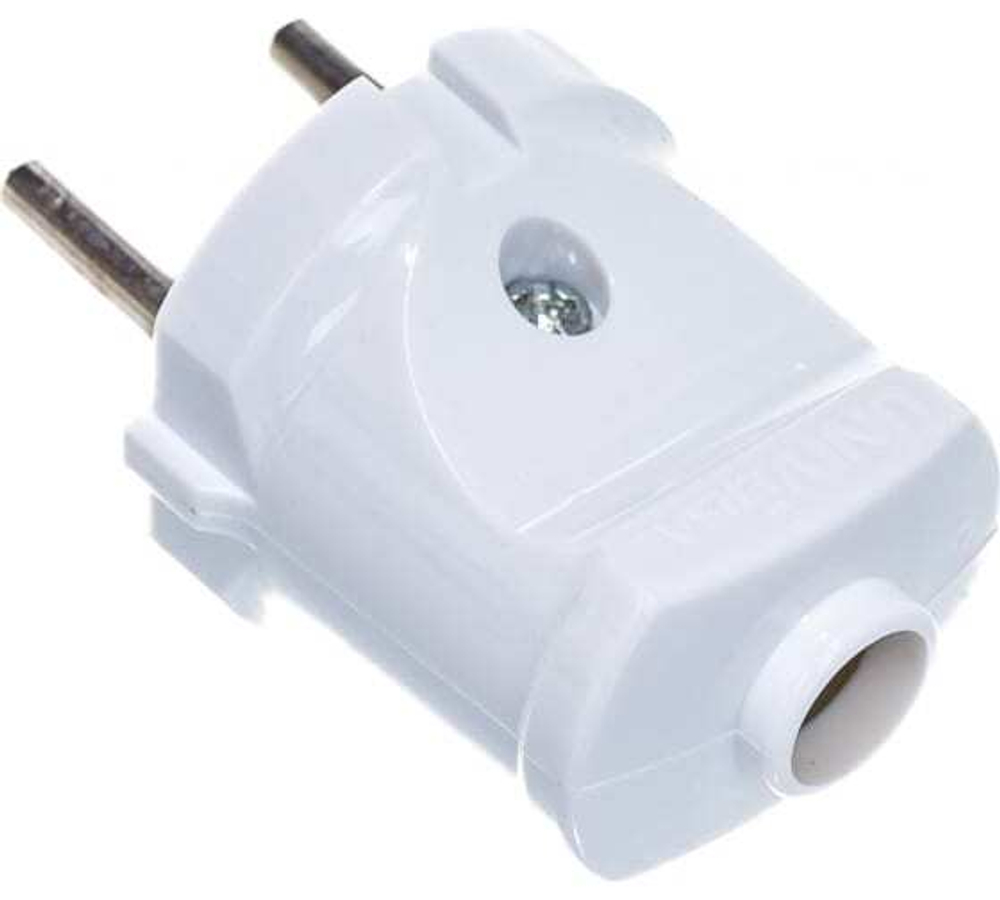 Вилка без заземляющих контактов,белая 6А 250В A113