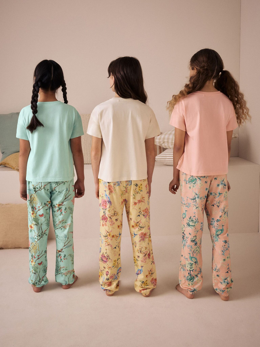 Пижама для девочки Next AC2-711, 3 шт., Розовый, Голубой, Бежевый