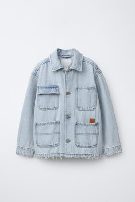 ZARA ДЖИНСОВАЯ КУРТКА-РУБАШКА С КАРМАНАМИ, СИНИЙ