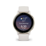 Умные часы Garmin Vivoactive 5 цвета слоновой кости с золотистым безелем и силиконовым ремешком