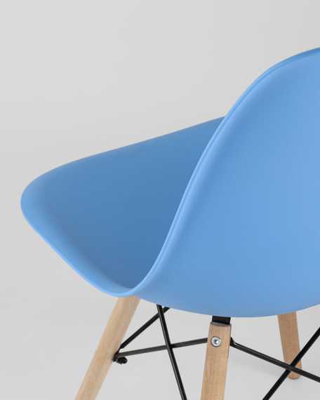 Eames Style DSW голубой пластик, стальной каркас, натуральный массив бука