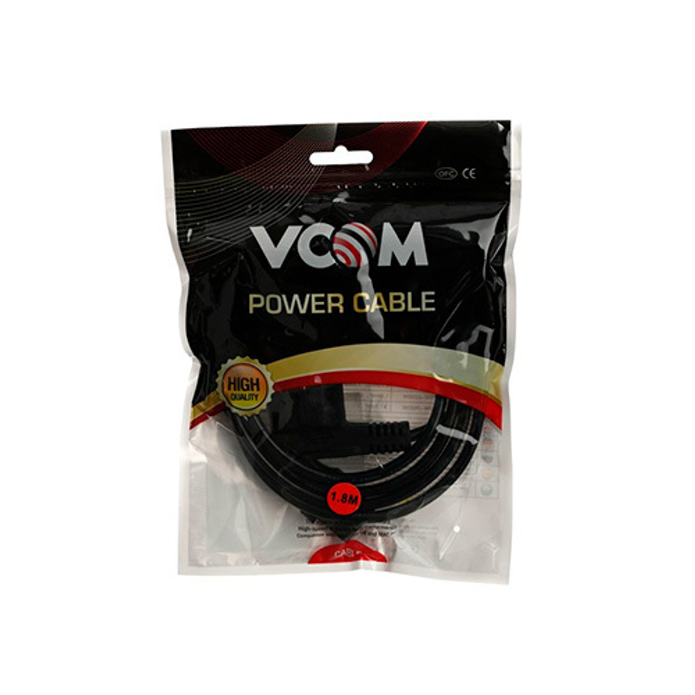 Кабель компьютер - розетка 220V ( угловая Евровилка) "VDE"; 3G*0,5mm2 VCOM; CE021-CU0.5-1.8; 1.8м