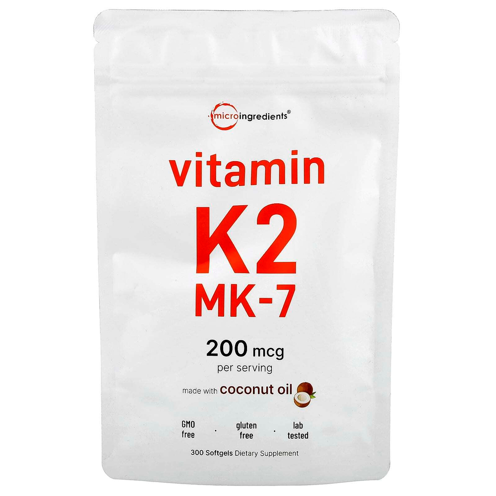 Micro Ingredients, Витамин K2, МК-7, 200 мкг, 300 мягких таблеток
