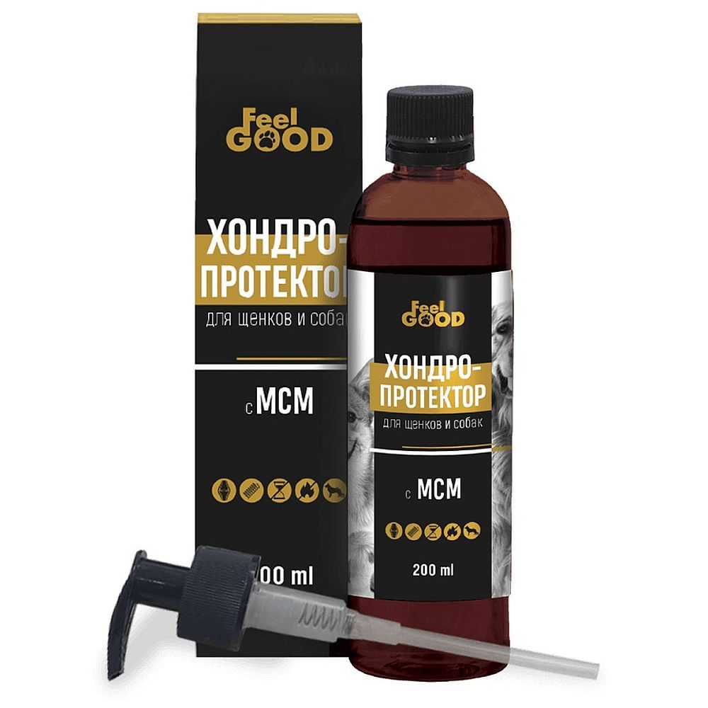 Хондропротектор FeelGOOD с МСМ для щенков и собак, 200 мл Хондропротектор FeelGOOD с МСМ для щенков и собак, 200 мл