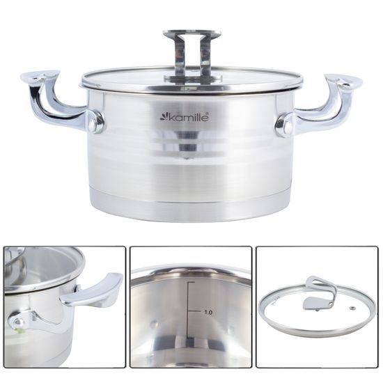 Кастрюля 1,5 л из нержавеющей стали Kamille KM 5853 с крышкой