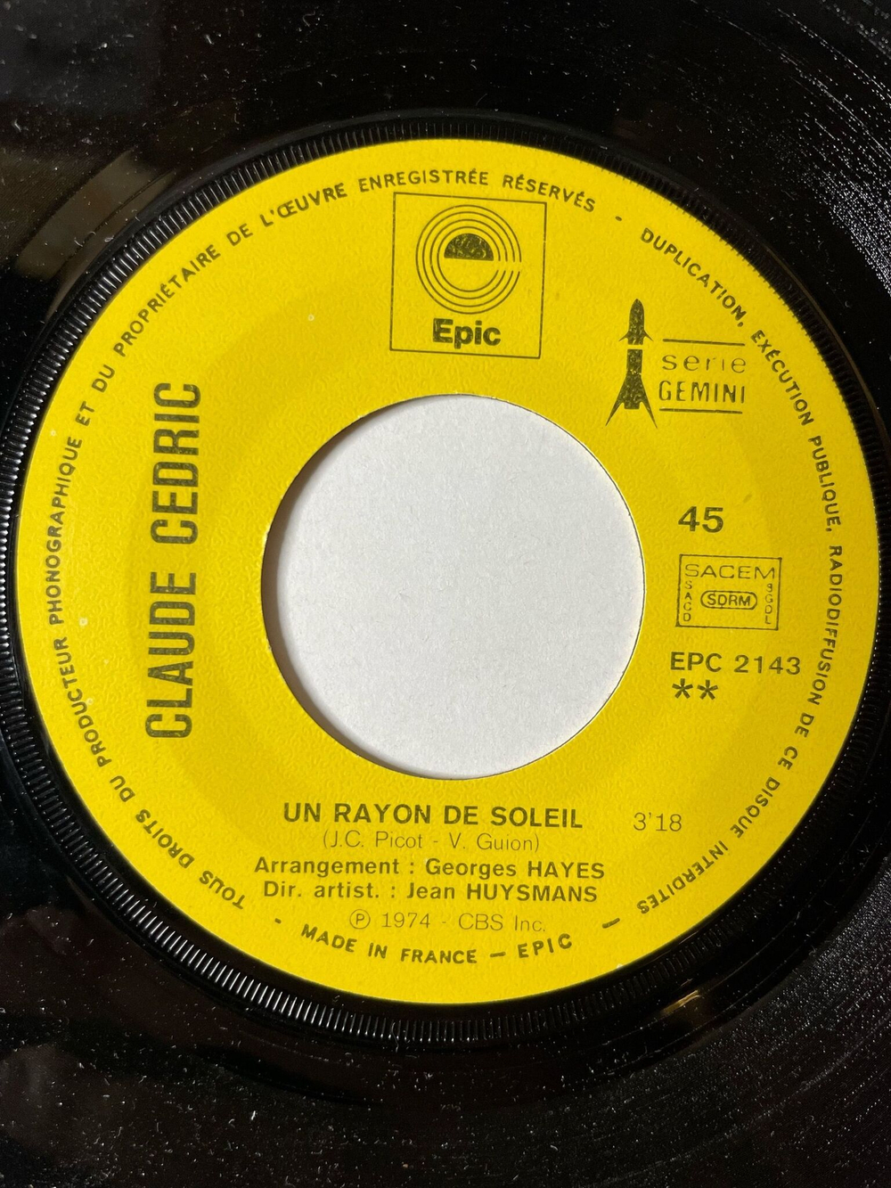 Винтажная виниловая пластинка LP Claude Cedric Deja Le Vent Seche Tes Pleurs (France 1974)