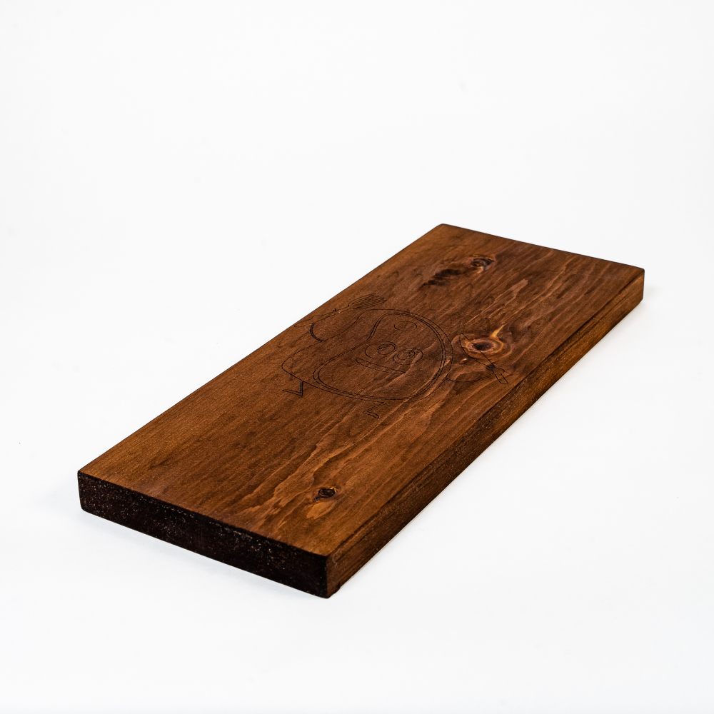 Деревянная разделочная доска из цельного куска древесины сибирского кедра для мяса с гравировкой "мясо" RD27