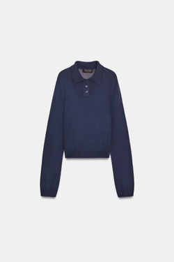 ZARA ОДНОТОННОЕ ПОЛО, МОРСКОЙ СИНИЙ