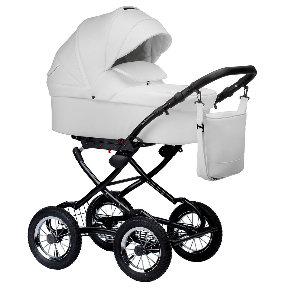 Детская коляска Indigo Barbara Eco Classic 2 в 1 Be05 белая кожа