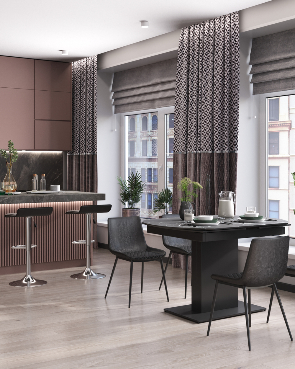 Стол обеденный Хлоя раскладной 120-180*90 керамика темная