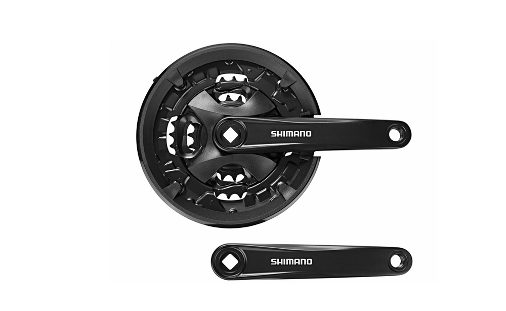 Система Shimano Altus, FC-MT101, 44/32/22T, 3x9 скоростей, 170мм, квадрат, с защитой, черная, без упаковки