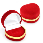 Флокированный футляр маленькое сердечко с золотистым кантом для украшений