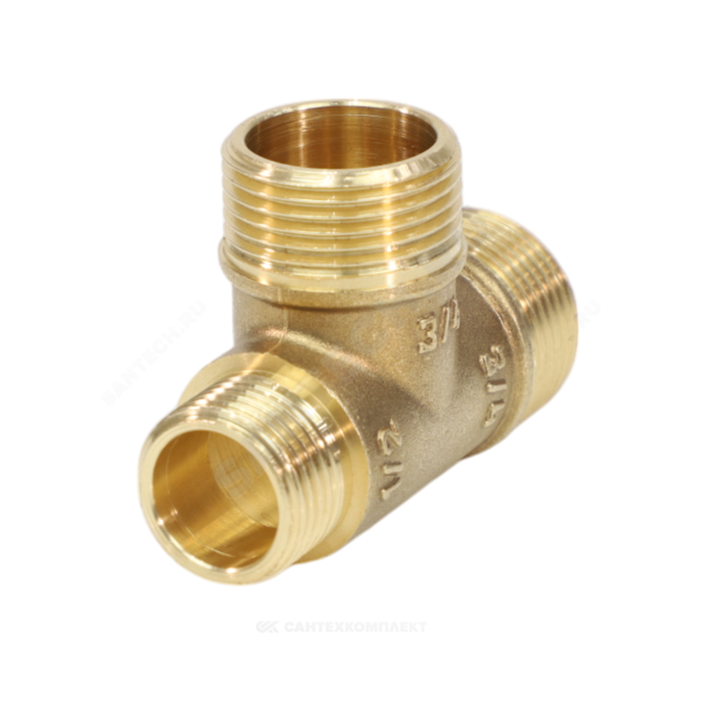 Тройник латунь переходной Ду 15х20х20 (1/2"х3/4"х3/4") НР/НР/НР VALFEX VF.131.L.034