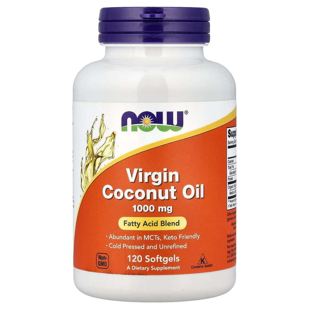 NOW Foods, Кокосовое масло первого отжима, 1000 мг, 120 мягких таблеток