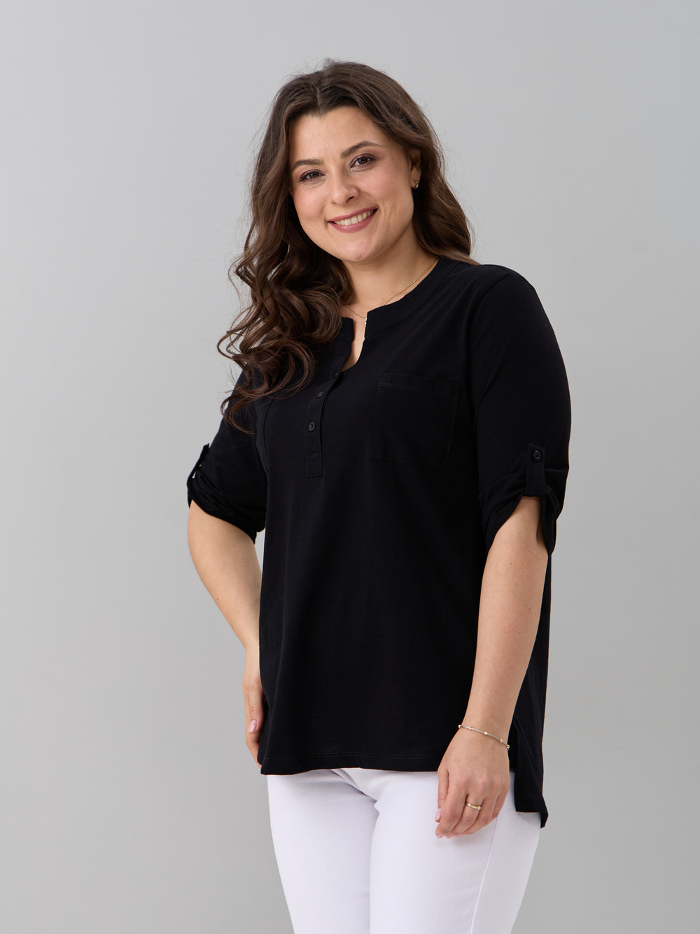 Блузка БЛ-131/фламли-черный