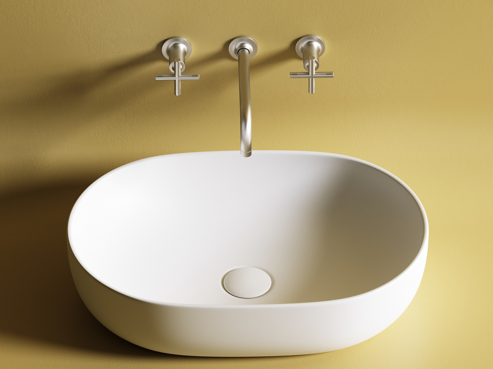 Умывальник чаша накладная овальная (цвет Белый Матовый) Element 600x415x135мм