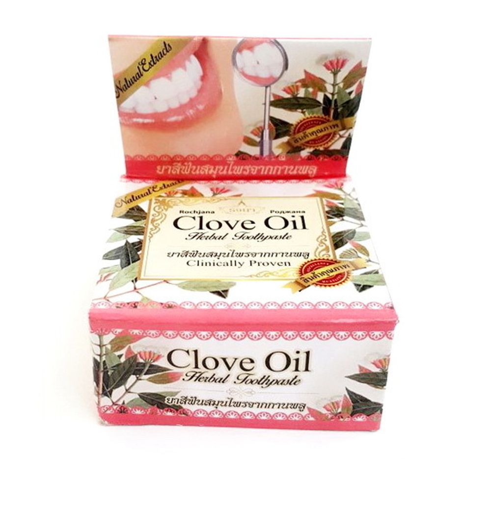 Отбеливающая зубная паста с растительными экстрактами Clove Oil, 30г  Rochjana