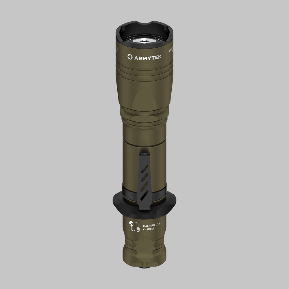 Фонарь светодиодный тактический Armytek Dobermann Pro Magnet USB, 1500 лм, Olive, Белый свет