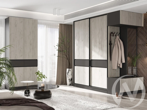 Прихожая "Роджина" (графит/дуб крафт белый) Комплектация 3