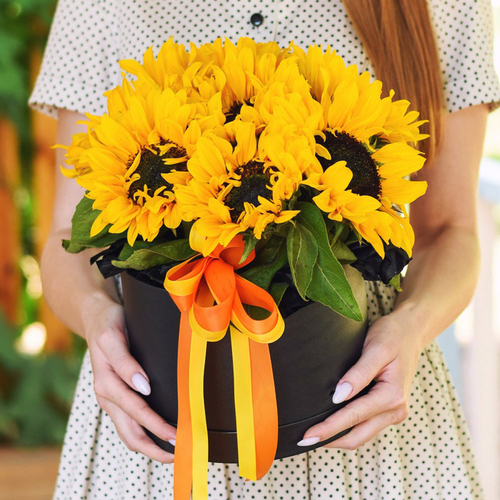 Купить Шляпная коробка с подсолнухами