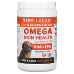 StrellaLab, Omega Skin Health с жиром лосося, для собак и кошек, со вкусом лосося, 180 жевательных таблеток, 513 г (18 унций)