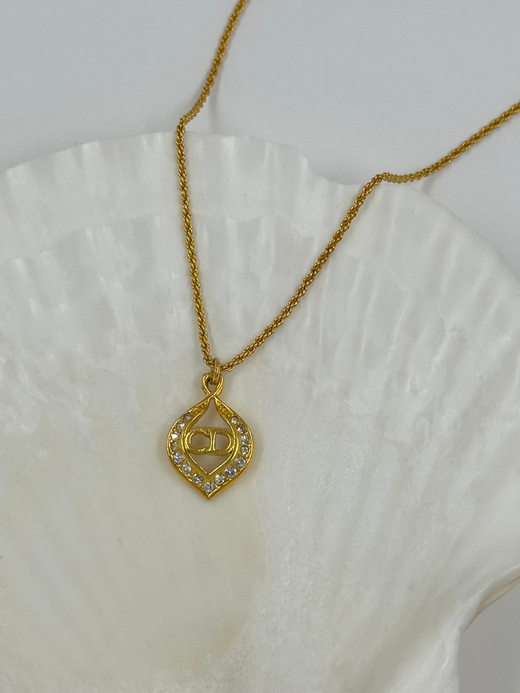 Кулон с лого и кристаллами Christian Dior