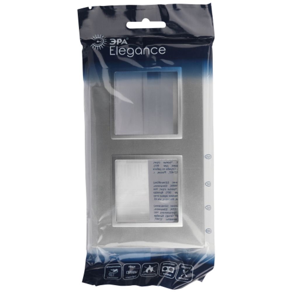 Рамка для розеток и выключателей ЭРА Elegance 14-5012-03 Classic, на 2 поста, алюминий