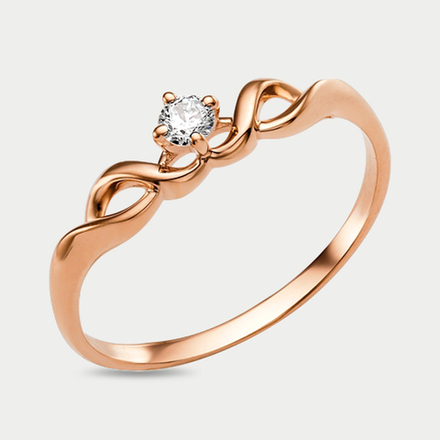 Помолвочное кольцо для женщин из розового золота 585 пробы с фианитами (арт.005121-1100)