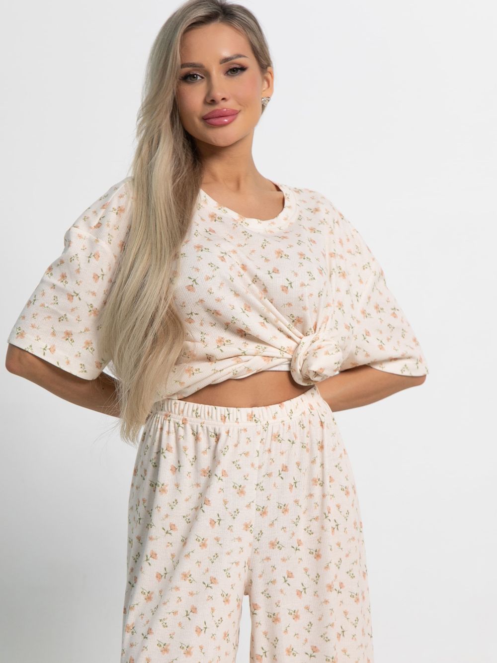 Костюм домашний с брюками Мона (бежево-розовый) К15211-1М LT Collection