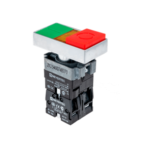 Кнопка двойная с LED подсветкой, 220V AC/DC, красный/зеленый,1NO+1NC, металл MTB2-BW8363 арт.: 54256