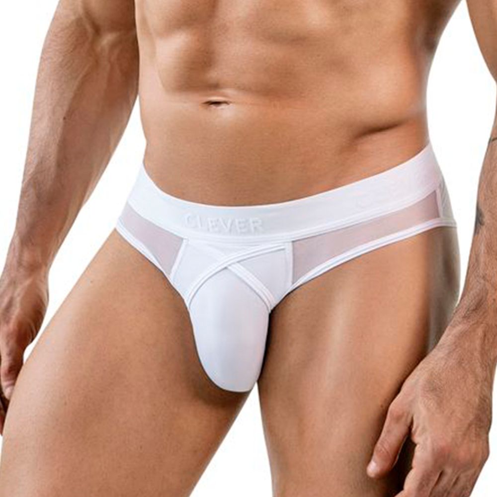 Мужские трусы брифы белые с сеткой Clever Moda EROS BRIEF 184901