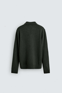 ZARA ШЕРСТЯНОЕ ПОЛО, ЗЕЛЕНЫЙ