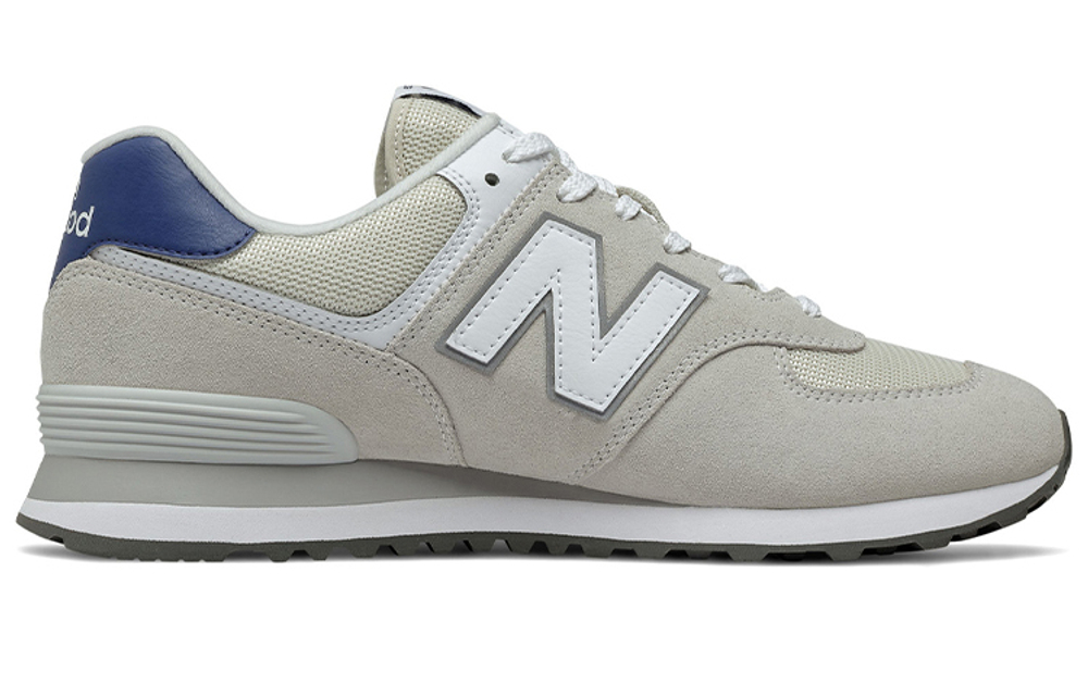 New Balance NB 574 round head lace-up anti-fur fabric first layer cowhide shock absorption, non-slip, wear-resistant, breathable, balanced, lightweight, low-cut running shoes for men and women with the same silver gray